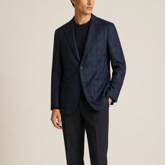 Salvatore Ferragamo Other - Salvatore Ferragamo Plaid‎ Sport Coat Men's 40R EU50R Blue 2 Button Wool Blend